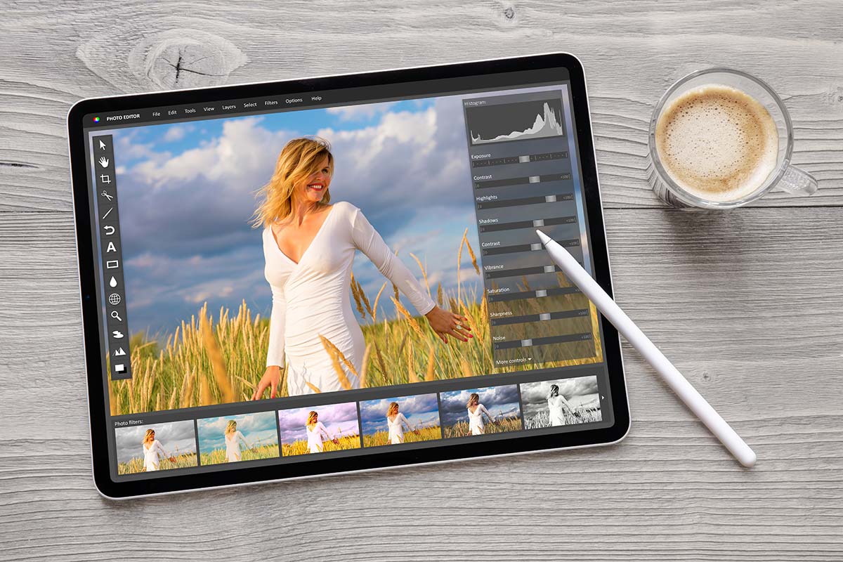 Bildbearbeitungs-App auf dem Tablet